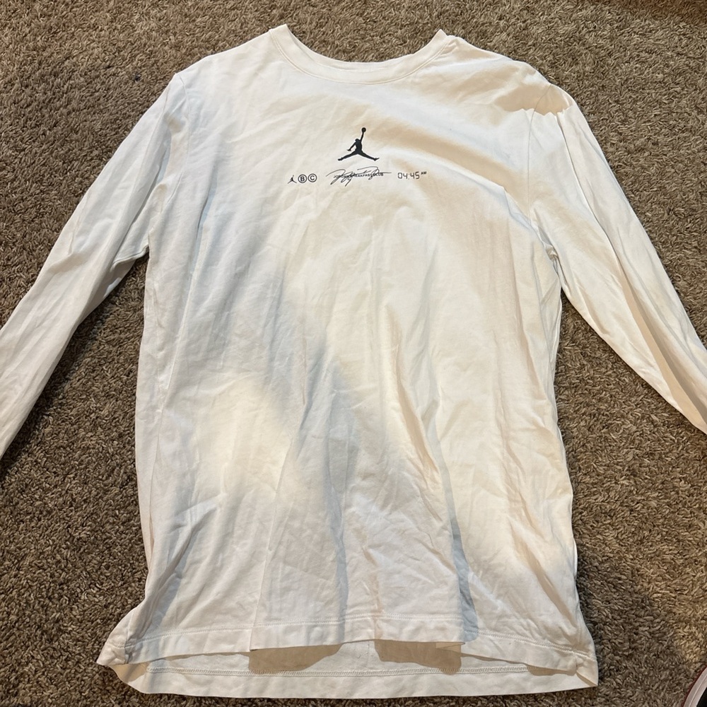 Jordan White Long Sleeve Men's Shirt